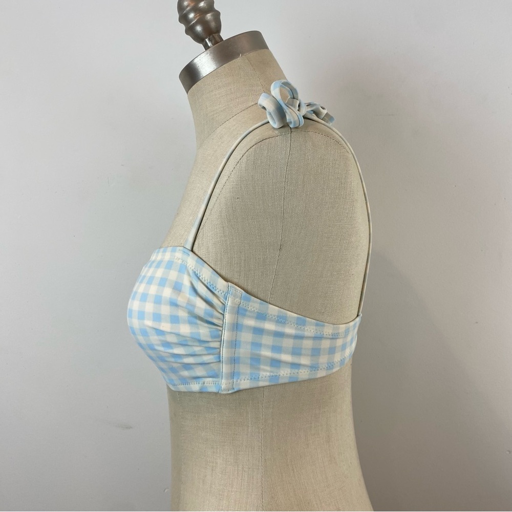Kina Sol Blue Gingham Bikini Top - Picture 2 of 7